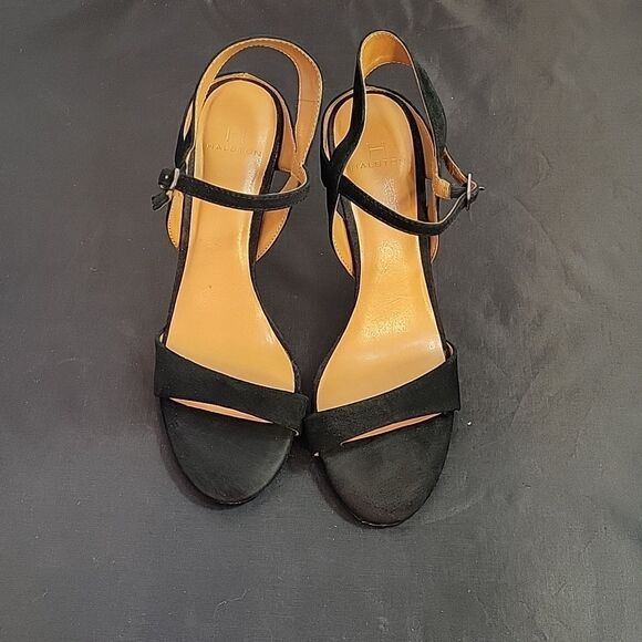 H by HALSTON SUEDE ADJUSTABLE 3-STRAPS ANKLE OPEN TOE  HEEL STILETTOS SANDAL - Picture 3 of 14